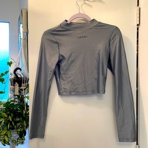 Designer Workout top, slate silver, form fitted style